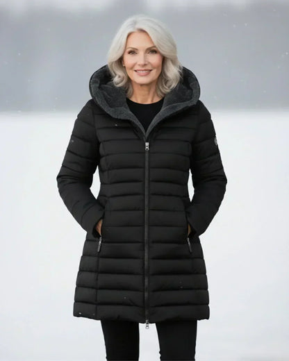 Lange Dames Pufferjas Met Capuchon En Ritssluiting
