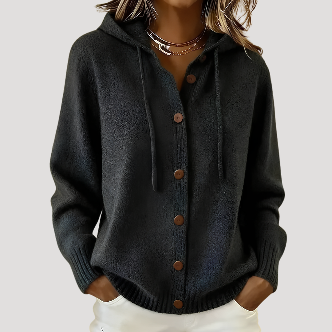 Dames Gebreid Cardigan Met Capuchon En Lange Mouwen
