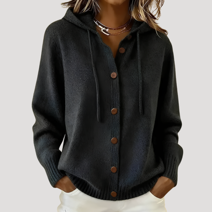 Dames Gebreid Cardigan Met Capuchon En Lange Mouwen