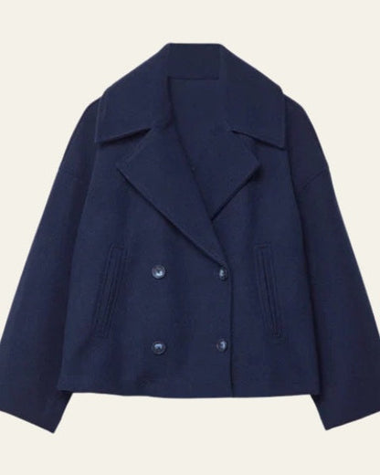 Korte Wollen Jas Dames – Mantel Met Dubbele Knoopsluiting