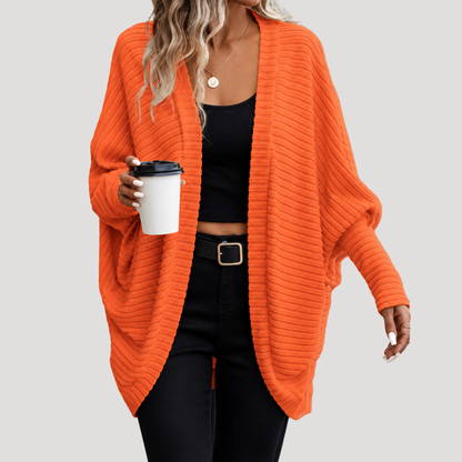 Lange Dames Oversized Cardigan Met Geribde Details En Lange Mouwen