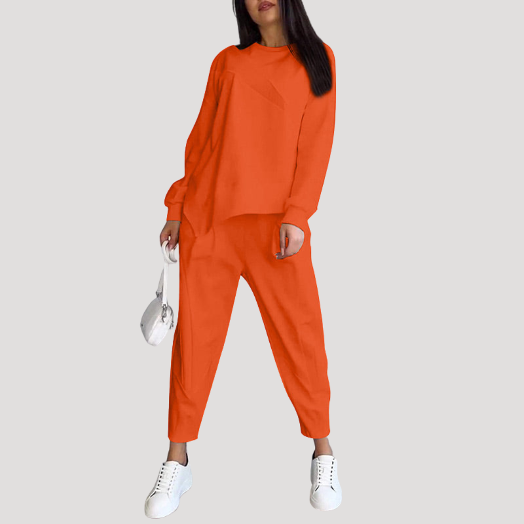 Dames Asymmetrische Tweedelige Set Met Ronde Hals En Jogging Broek