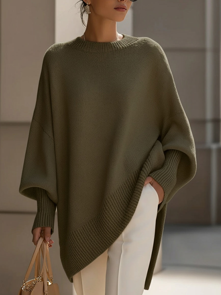 Oversized Dames Poncho Trui Met Puntige Zoom