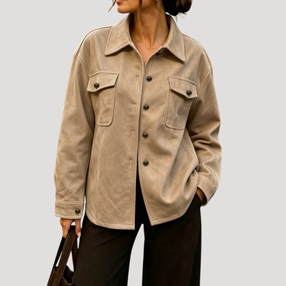 Dames Casual Mantel Jas Met Knoopsluiting En Borstzakken
