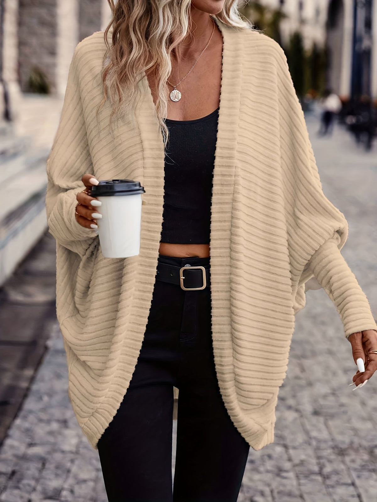 Oversized Vest Dames – Open Cardigan Met Lange Mouwen