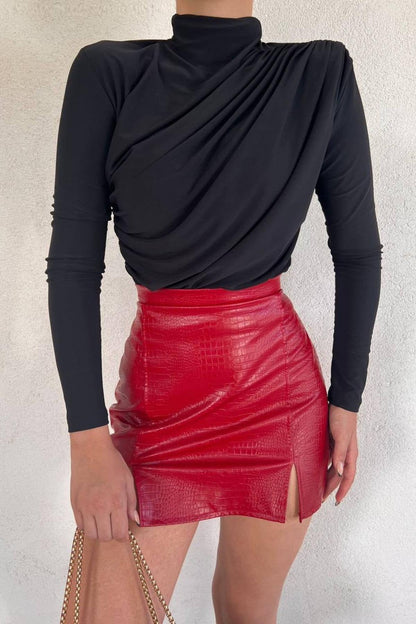 Gedrapeerde Blouse Dames – Longsleeve Met Col