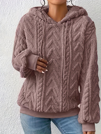 Fleece Hoodie Dames – Kabelpatroon & Capuchon