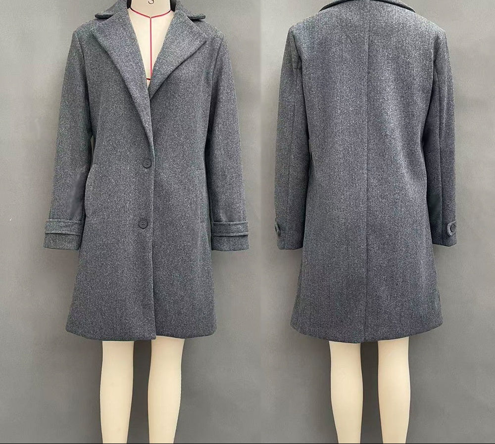 Chique Mantel Dames – Halflange Vintage Jas Met Revers