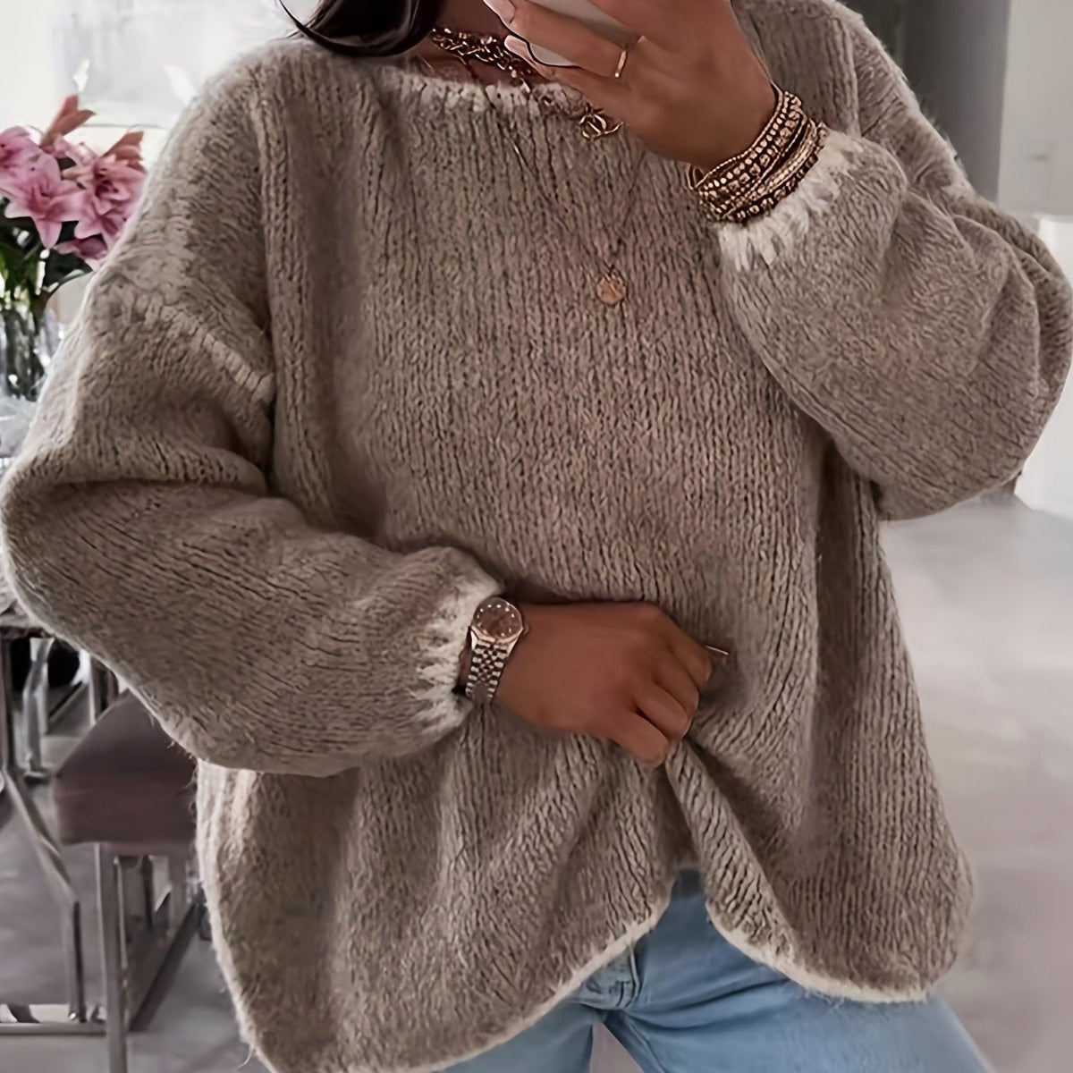 Oversized Trui Dames – Gebreide Sweater Met Split