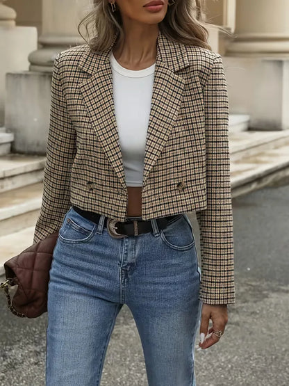 Korte Geruite Blazer Dames – Cropped Jasje & Colbert