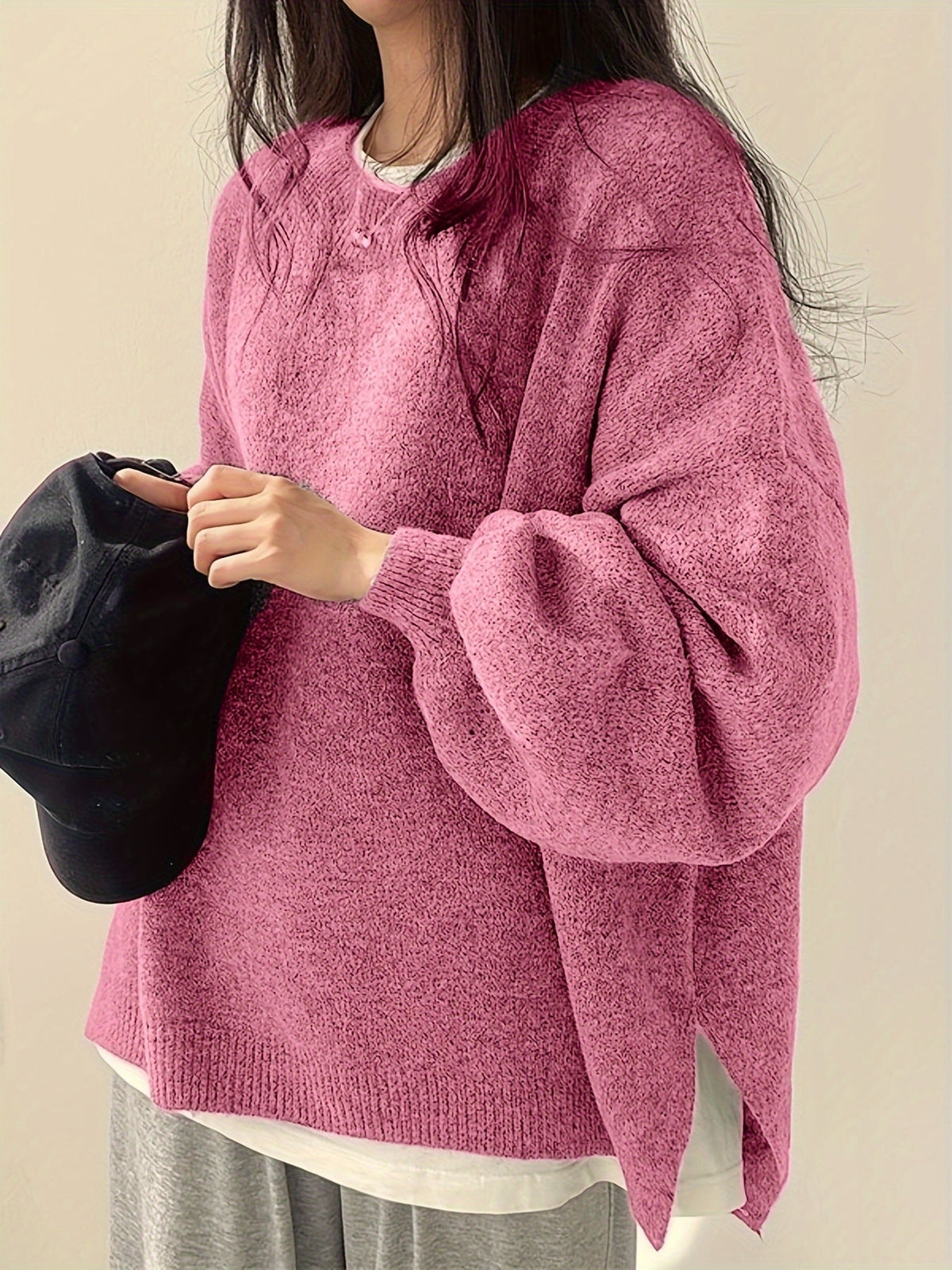Oversized Gebreide Trui Dames – Trui Met Ballonmouwen
