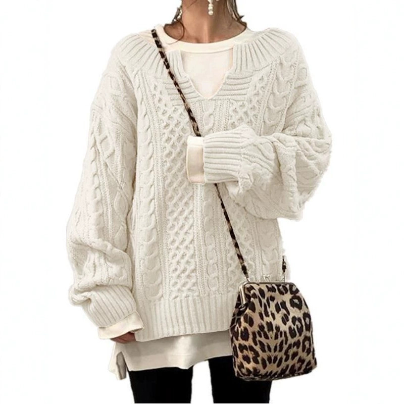 Oversized Kabeltrui Dames – Dik Gebreide Sweater