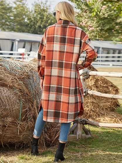 Lange Geruite Jas Dames – Oversized Mantel & Winterjas