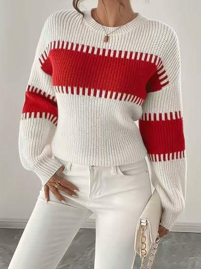 Gestreepte Trui Dames – Sweater Met Colorblock Patroon