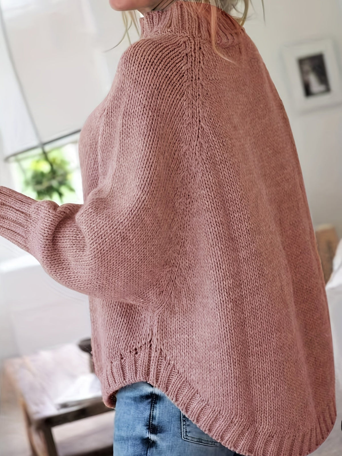 Oversized Dames Trui Met Kabelpatroon En Lange Mouwen