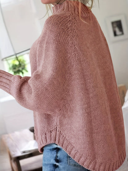 Oversized Dames Trui Met Kabelpatroon En Lange Mouwen