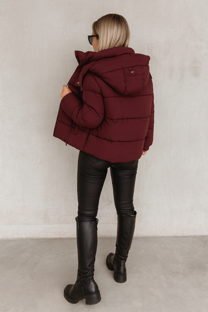 Gewatteerde Puffer Jas Dames – Korte Winterjas Met Capuchon