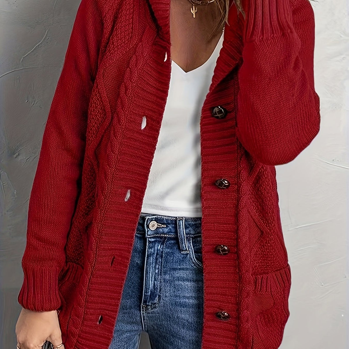 Vest Met Capuchon Dames – Cardigan Met Knopen