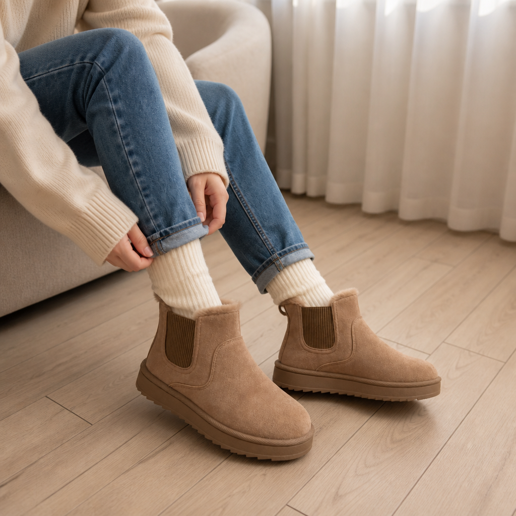 Zachte Snowboots Dames – Enkellaarsjes Met Elastische Inzet