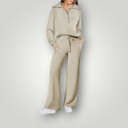 Casual Loungewear Set Voor Dames Met Blouse En Wijde Broek