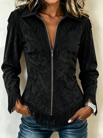 Suède Look Franjejas Dames – Western Jas & Tussenjas