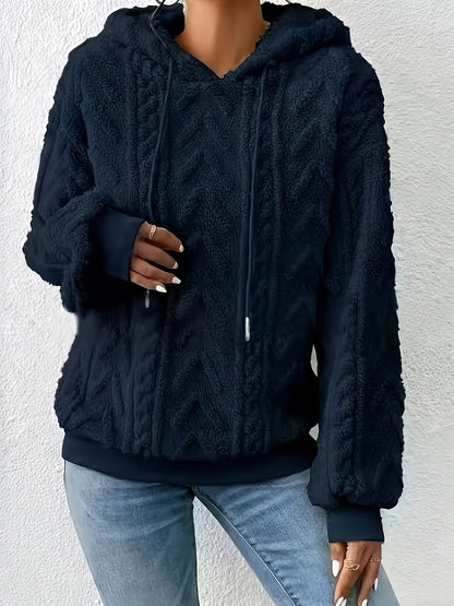 Fleece Hoodie Dames – Kabelpatroon & Capuchon