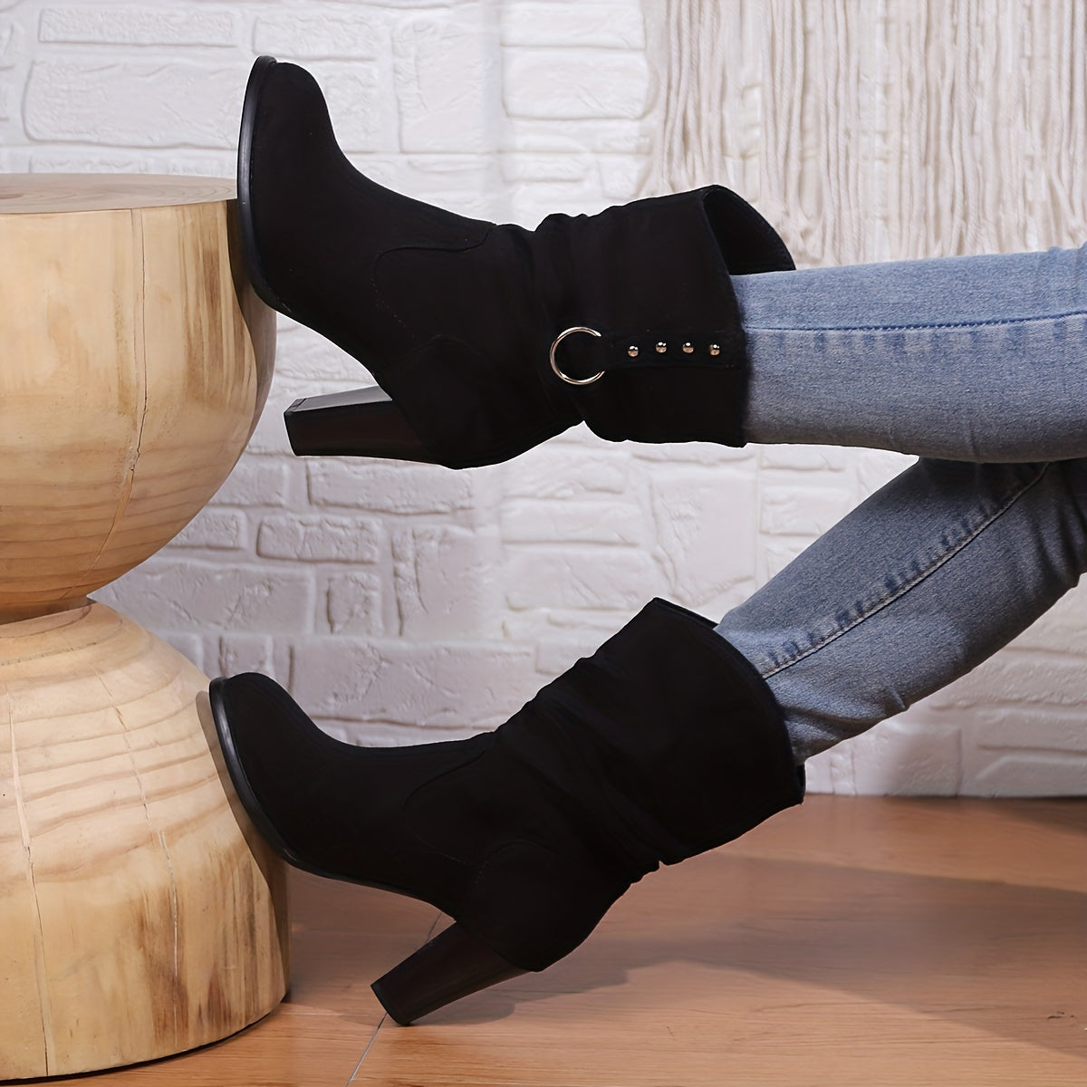 Enkellaarzen Met Hak Dames – Suède Look Boots