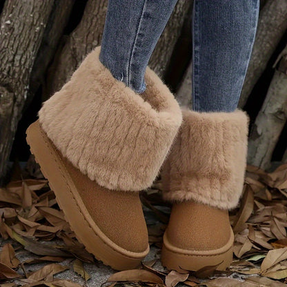 Gevoerde Enkellaarsjes Dames – Suède Look Winterboots