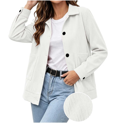 Casual Corduroy Jas Dames – Jasje Met Ribstructuur