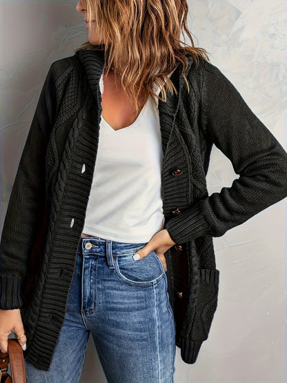 Vest Met Capuchon Dames – Cardigan Met Knopen