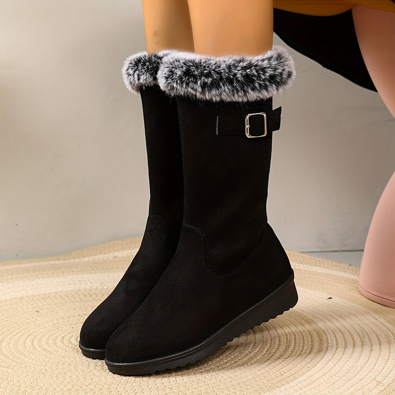 Gevoerde Winterlaarzen Dames – Suède Look Laarzen