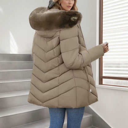 Gewatteerde Winterjas Dames Met Capuchon – Puffer Jas Met Bontkraag