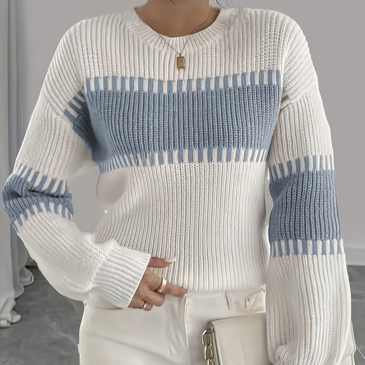 Gestreepte Trui Dames – Sweater Met Colorblock Patroon