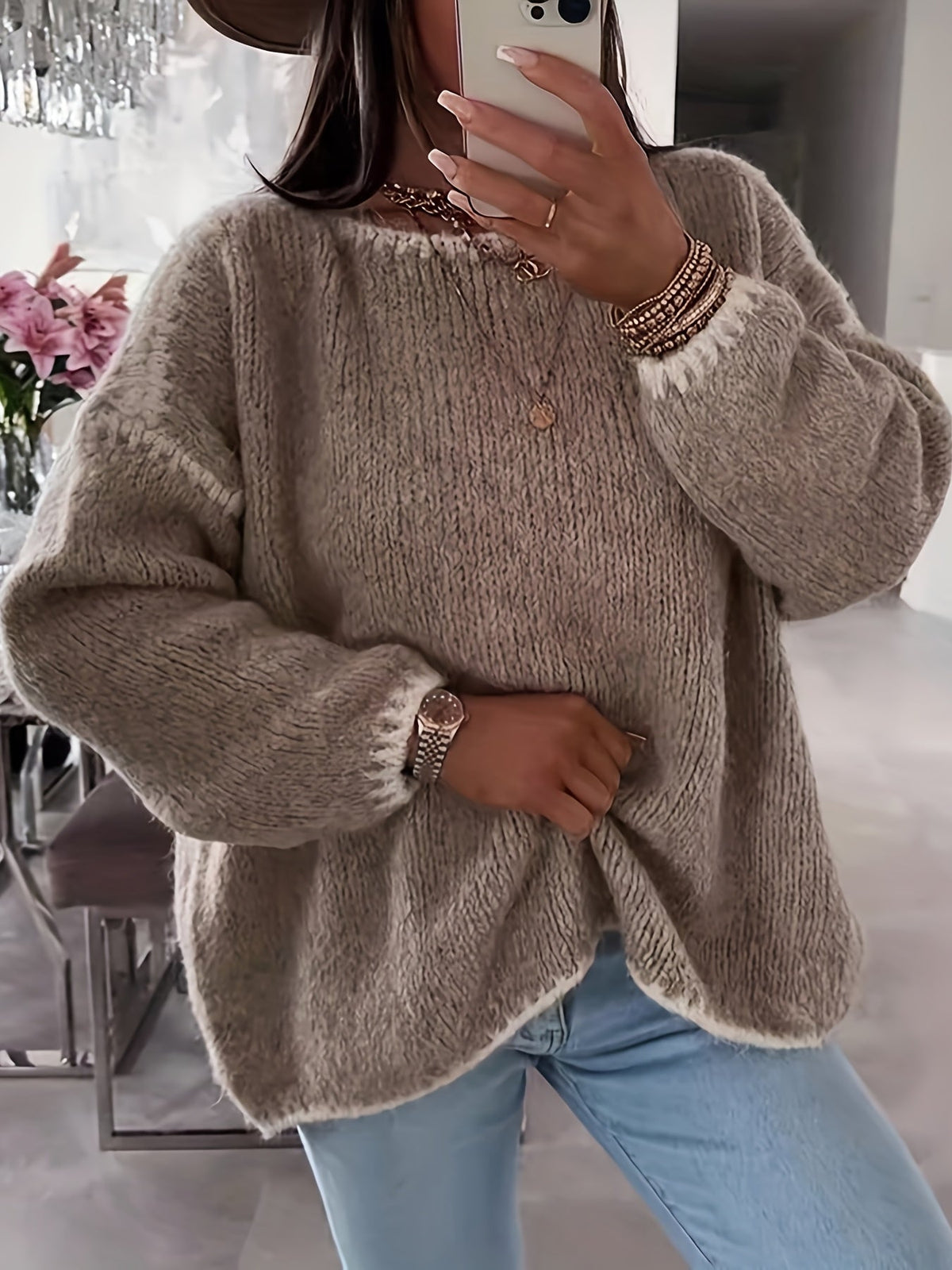 Oversized Trui Dames – Gebreide Sweater Met Split