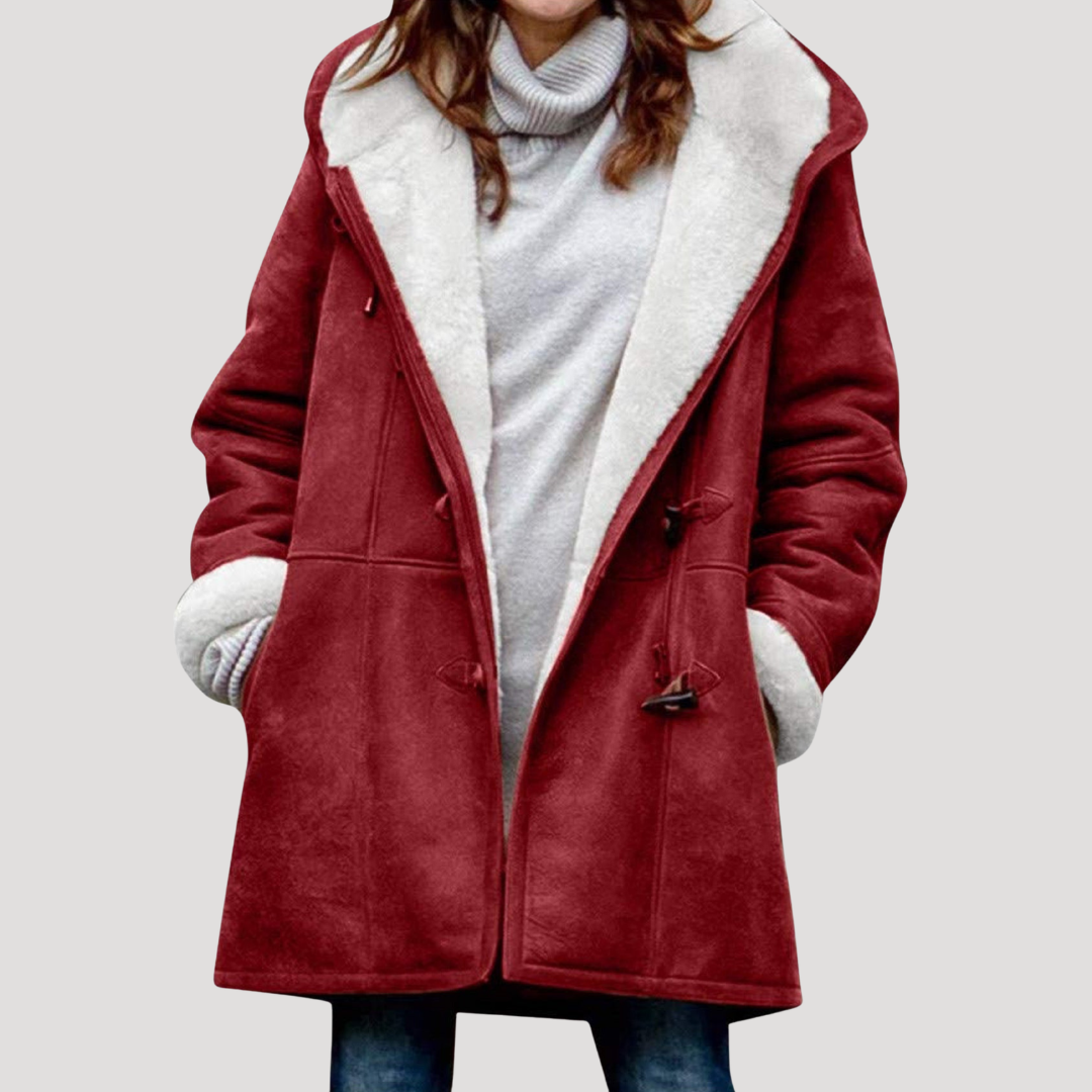 Lange Duffle-Coat Voor Dames Met Capuchon En Warme Voering