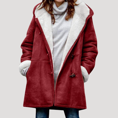 Lange Duffle-Coat Voor Dames Met Capuchon En Warme Voering