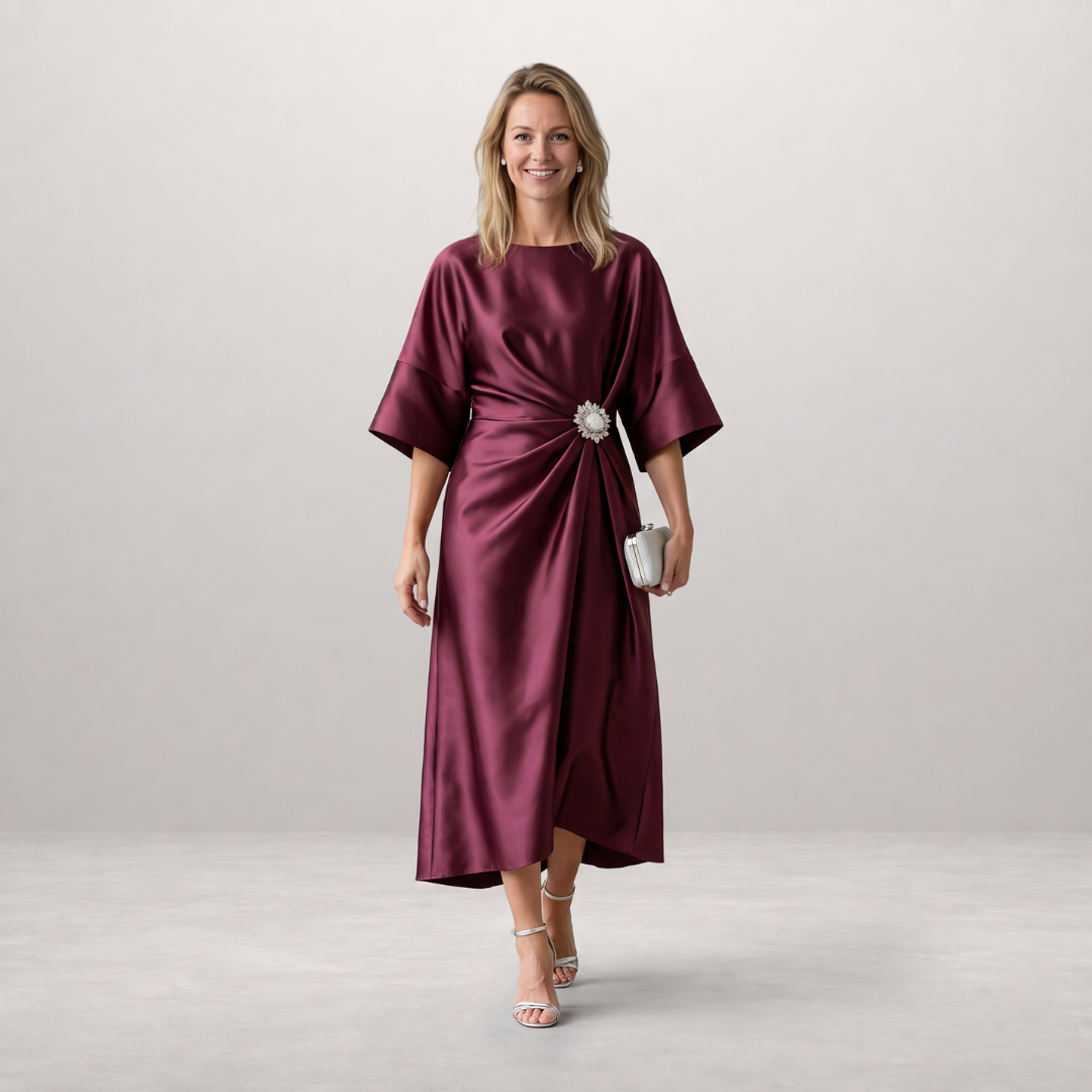 Marit - Satijnen Jurk met Sierdetail