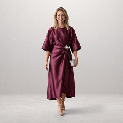 Marit - Satijnen Jurk met Sierdetail