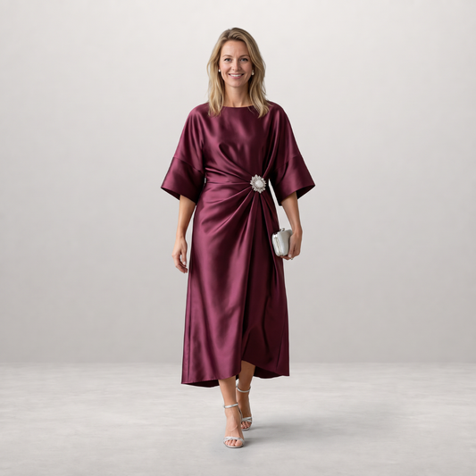 Marit - Satijnen Jurk met Sierdetail