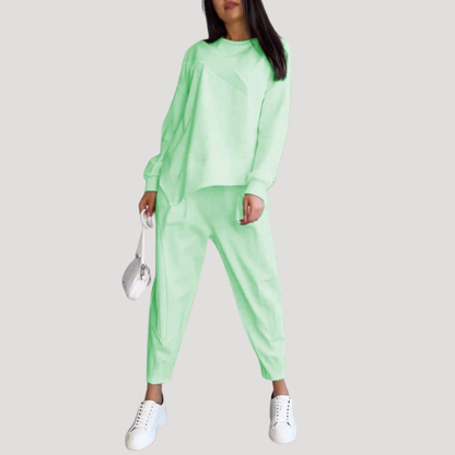 Dames Asymmetrische Tweedelige Set Met Ronde Hals En Jogging Broek