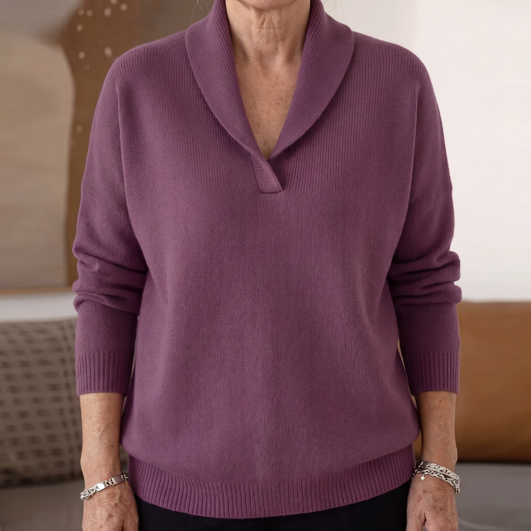Elegante Trui Dames Met V-Hals – Sweater Met Sjaalkraag