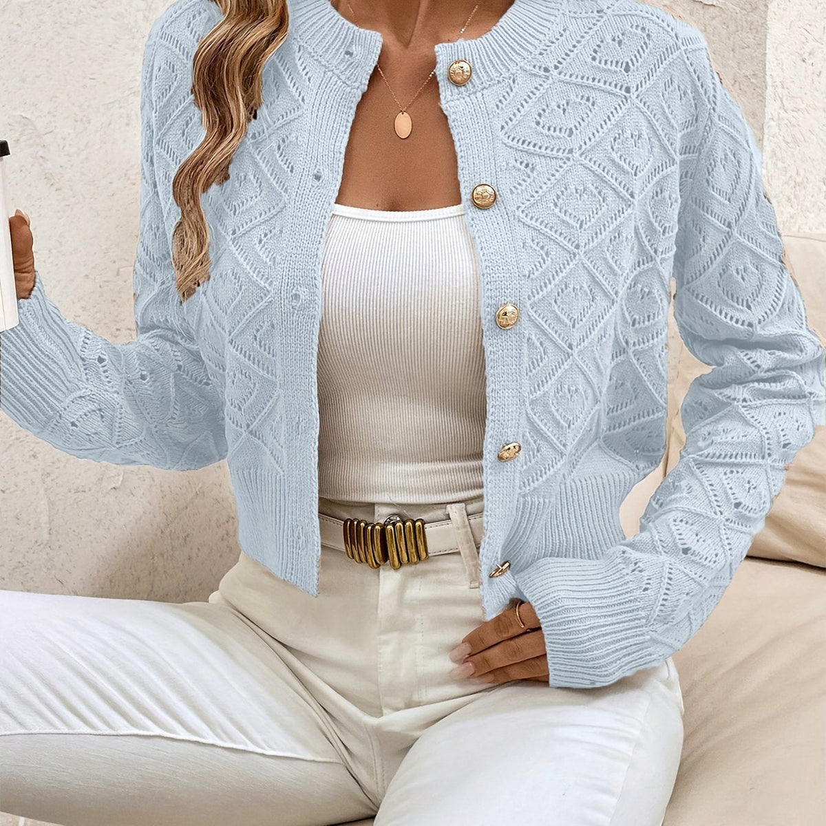 Chique Kort Gebreid Vest Dames – Cardigan