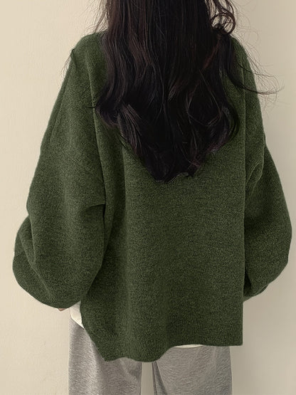 Oversized Dames Trui Met Ballonmouwen En Ronde Hals