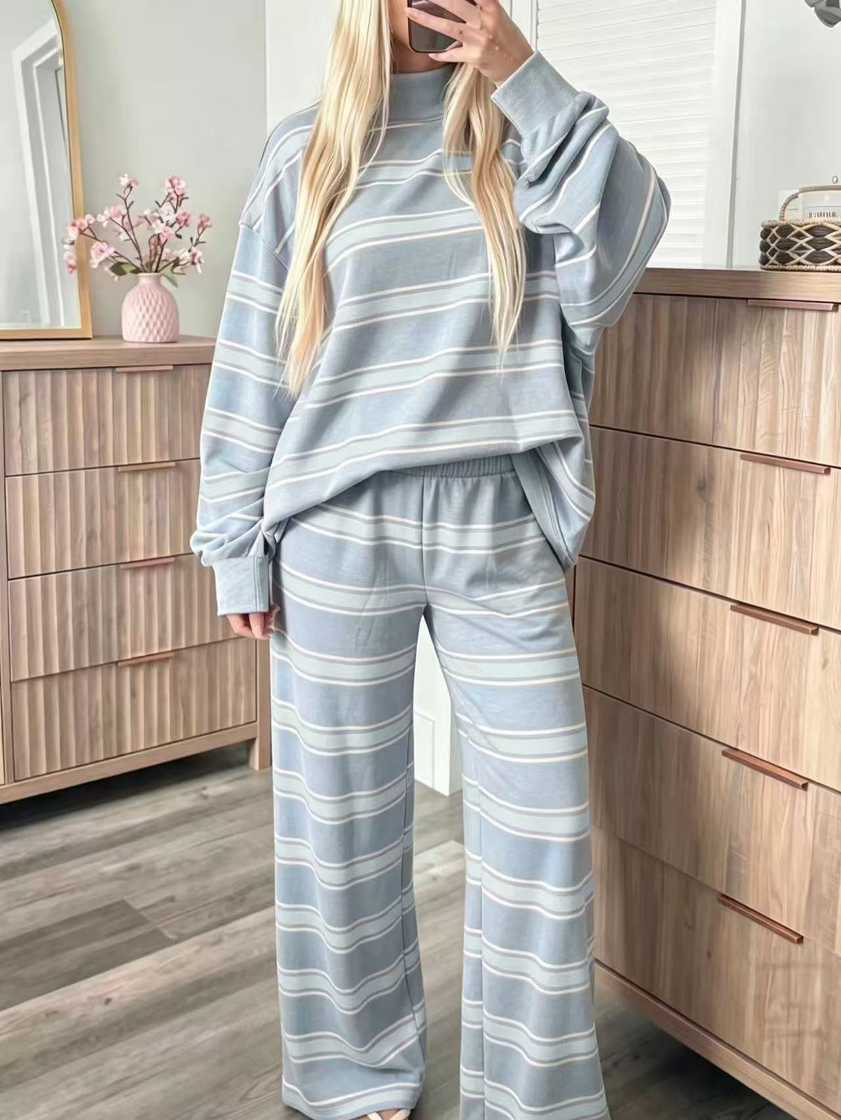 Gestreepte Sweater Set Dames – Tweedelige Loungewear Outfit