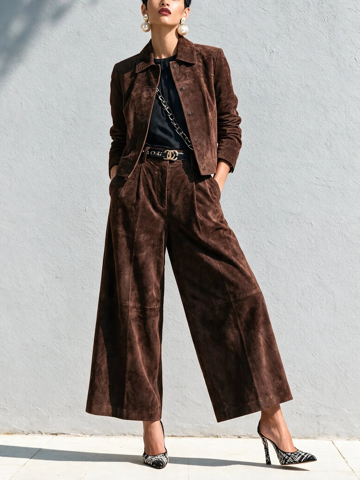 Chique Suède Look Set Dames – Jasje & Wijde Broek