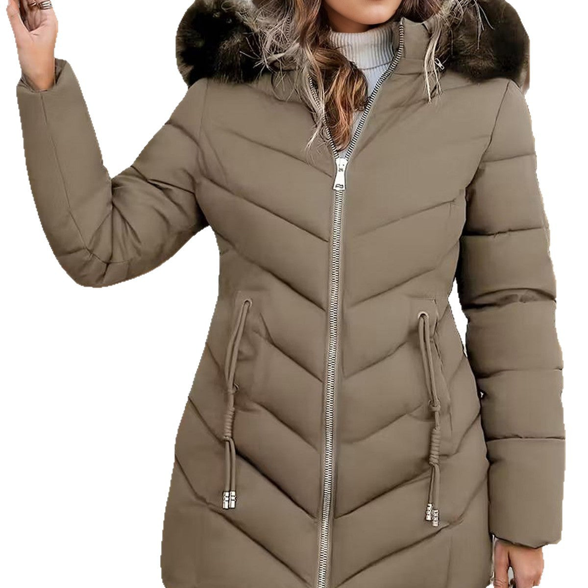 Gewatteerde Winterjas Dames Met Capuchon – Puffer Jas Met Bontkraag