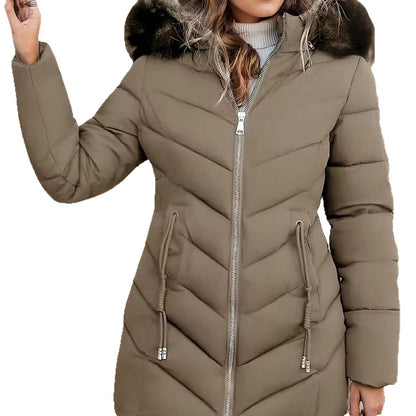 Gewatteerde Winterjas Dames Met Capuchon – Puffer Jas Met Bontkraag