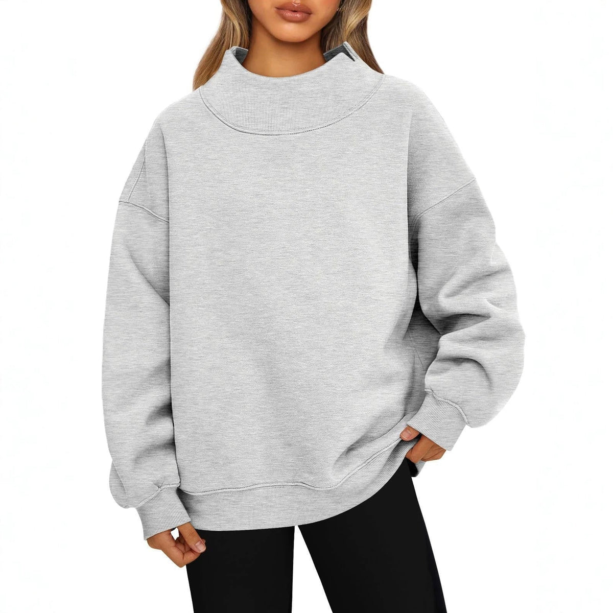 Losvallende Trui Dames – Sweater Met Hoge Kraag