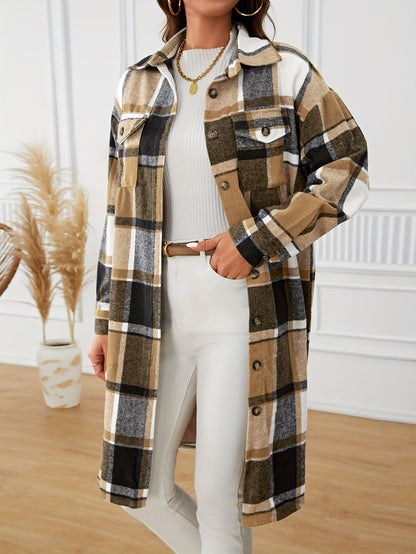 Lange Geruite Jas Dames – Oversized Mantel & Winterjas
