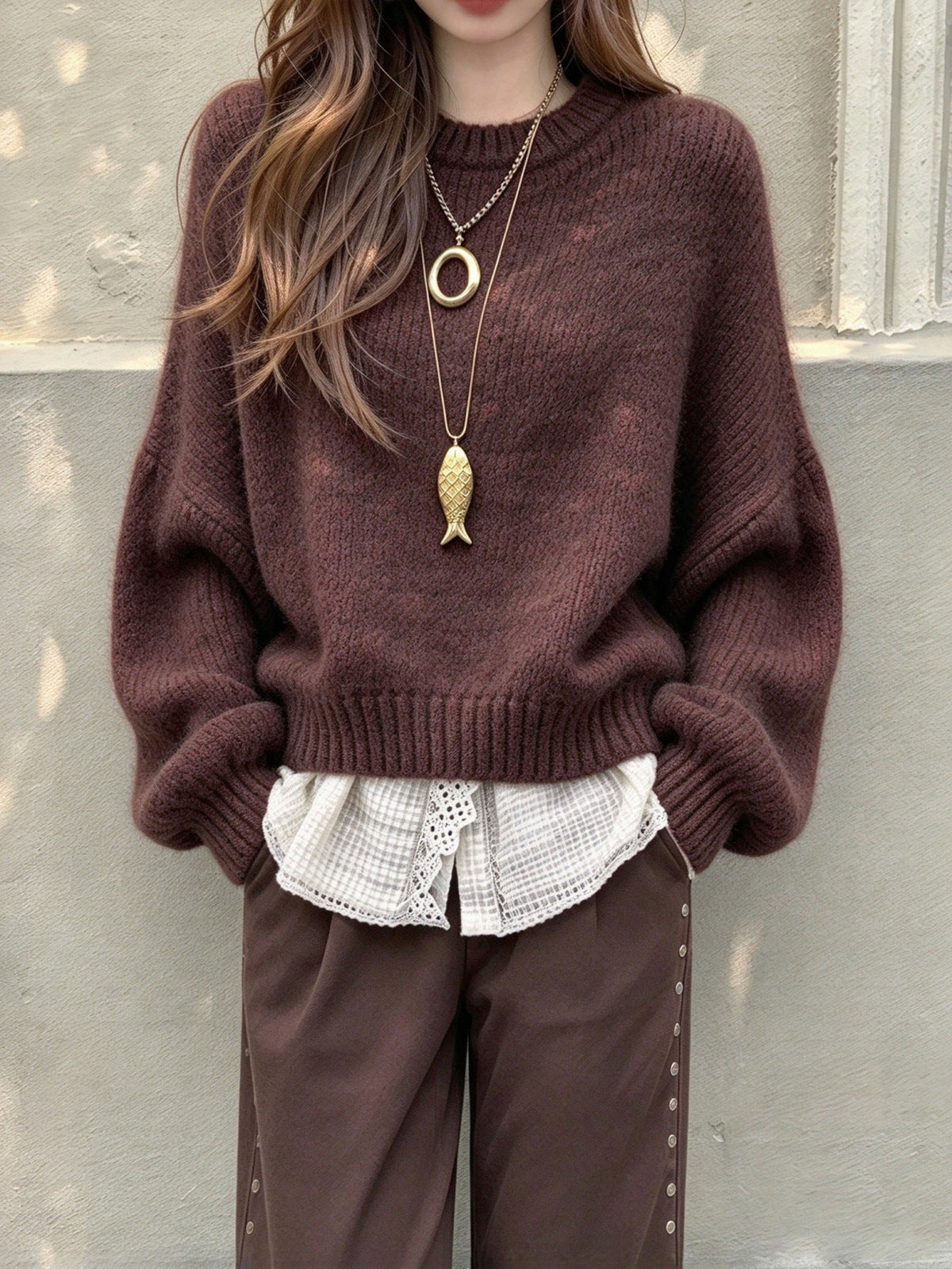 Oversized Trui Dames – Retro Sweater Met Ballonmouwen